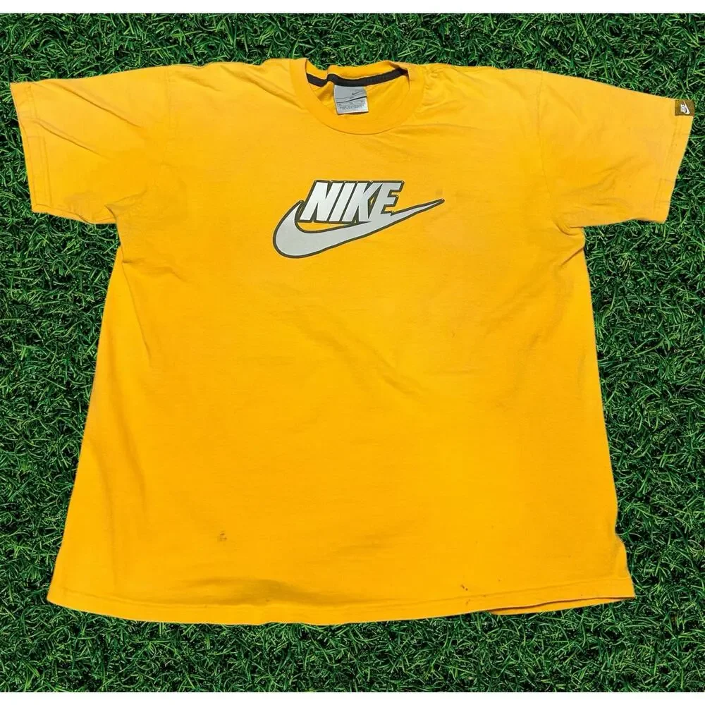 Nike Yellow Swoosh Logo T-Shirt Men’s XL - Picture 1 of 5
